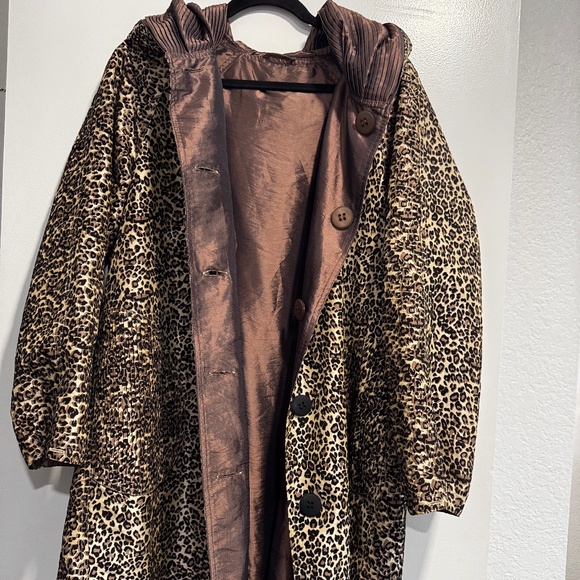Reversible Leopard Print Trench Coat – Oversized Fit – Approx. XL - Picture 1 of 13